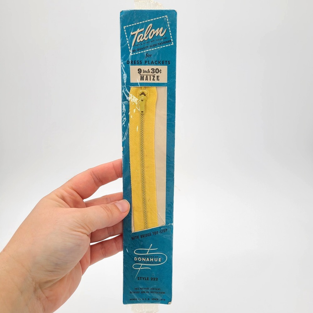 VTG Talon Slide Fastener Zipper Bridge Top-Stop 9" Maize #222 for Dress Plackets